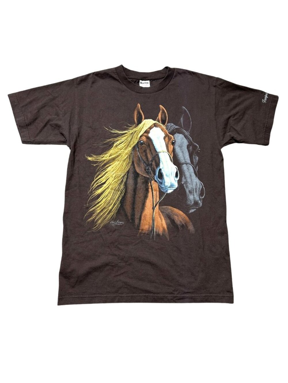 Murina Vintage Men's Sz M Tampa Bay Downs Horse Graphic T-Shirt Brown
